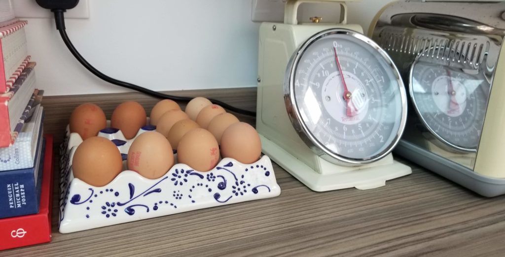 Eggs sitting on the kitchen counter