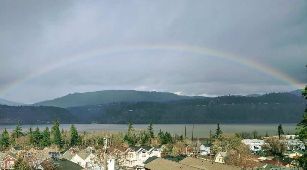Rainbow over Hood River Oregon