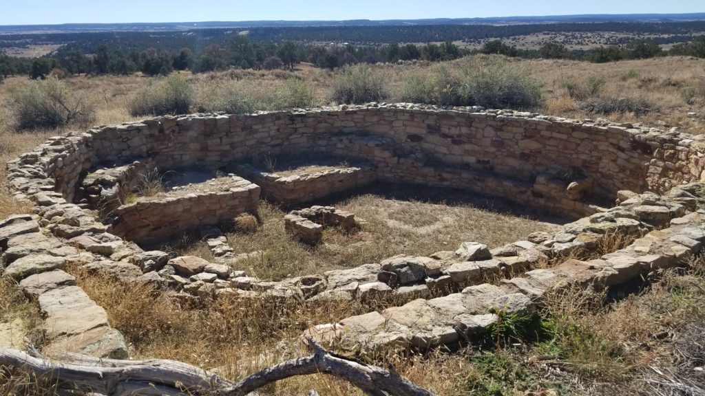 Circular stone ruins.