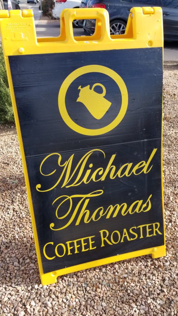 Coffee roaster sign.